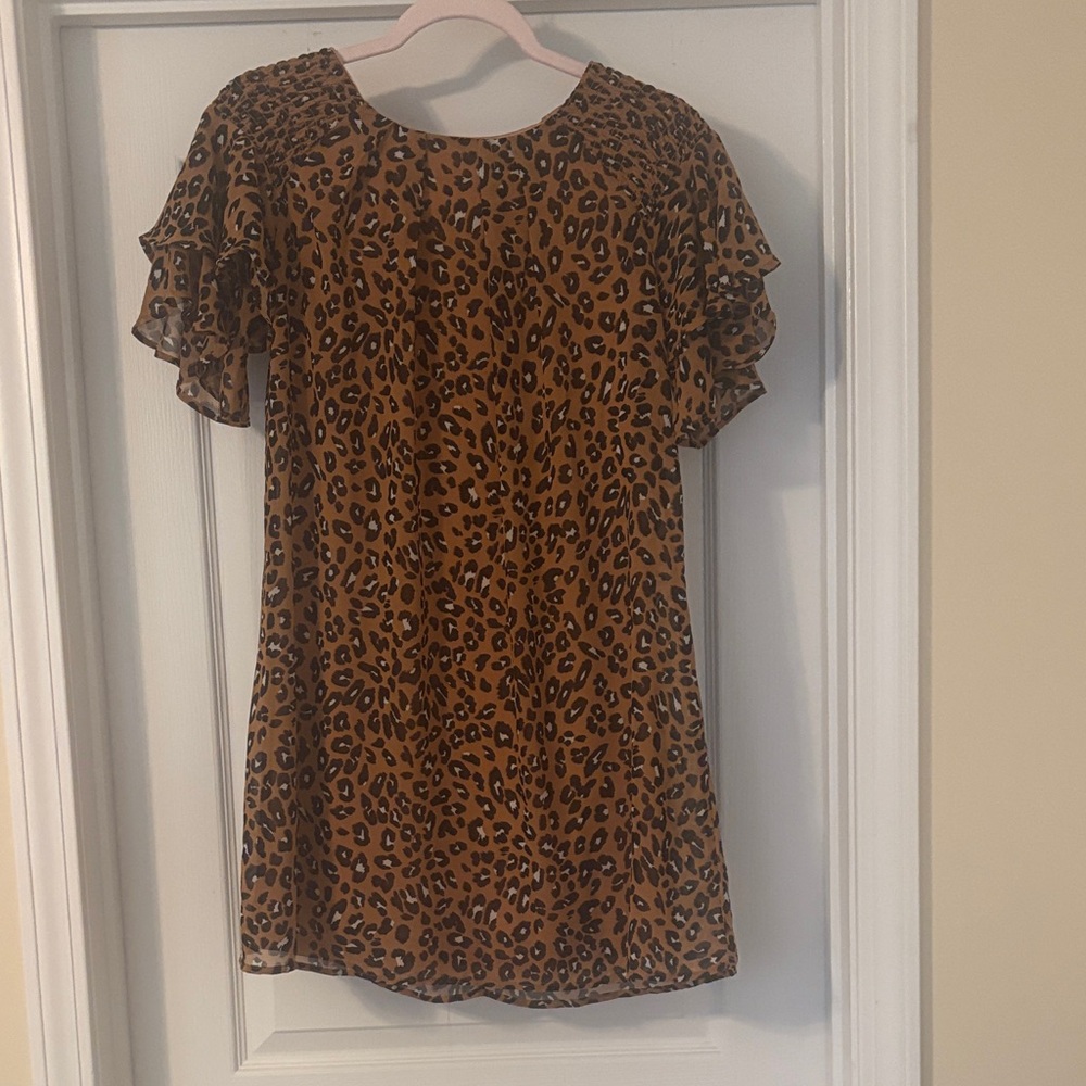 Leopard Print Mini Dress in Brown